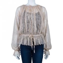 Pre Owned Emilio Pucci Nude Lace Top M