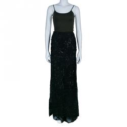 Pre Owned Emilio Pucci Black Beaded Maxi Skirt M