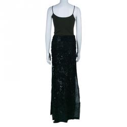 Pre Owned Emilio Pucci Black Beaded Maxi Skirt M