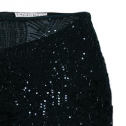 Pre Owned Emilio Pucci Black Beaded Maxi Skirt M