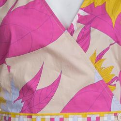 Pre Owned فستان إيميليو بوتشي قطن مطبوع متعدد الألوان أكمام دولمان نمط ملتف M