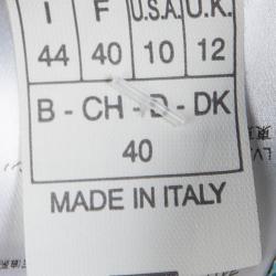 Pre Owned Emilio Pucci Blue Printed Jersey Embellished Dress M