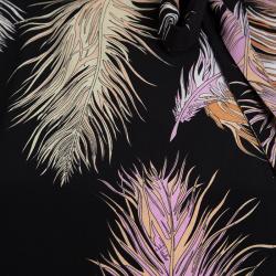 Emilio Pucci Black Feather Printed Silk Blouse M