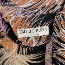 Emilio Pucci Black Feather Printed Silk Blouse M