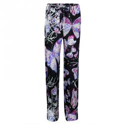 Pre Owned Emilio Pucci Black Butterfly Printed Silk Pajama Set S