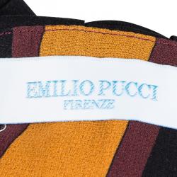 Emilio Pucci Multicolour Printed Silk Contrast Bodice Maxi Dress S