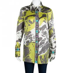Emilio Pucci Multicolor Printed Silk Long Sleeve Button Front Shirt L