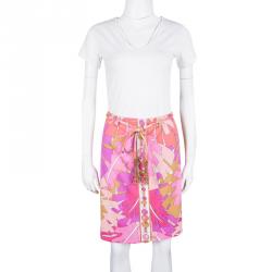 Emilio Pucci Multicolor Printed Belted A-Line Skirt S