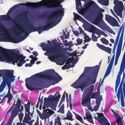Pre Owned Emilio Pucci Multicolor Printed Silk Jersey Embellished Neck Detail Dress M
