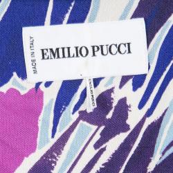 Pre Owned Emilio Pucci Multicolor Printed Silk Jersey Embellished Neck Detail Dress M