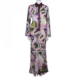 Emilio Pucci Multicolor Abstract Chiffon Top And Skirt Set L