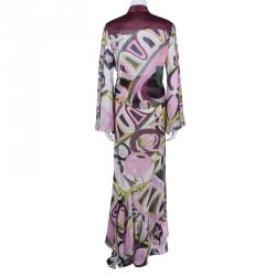 Emilio Pucci Multicolor Abstract Chiffon Top And Skirt Set L