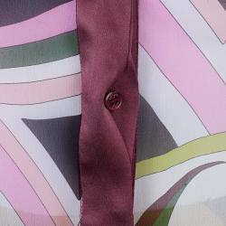 Emilio Pucci Multicolor Abstract Chiffon Top And Skirt Set L