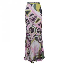 Emilio Pucci Multicolor Abstract Chiffon Top And Skirt Set L