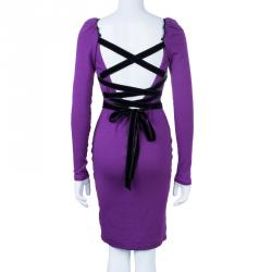 Pre Owned فستان ايميليو بوتشي بحزام وبدون ظهر بنفسجي M