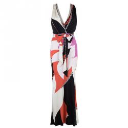 Pre Owned Emilio Pucci Abstract Print Halterneck Dress XS