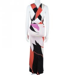Pre Owned Emilio Pucci Abstract Print Halterneck Dress XS