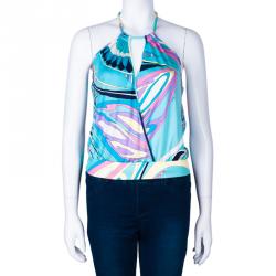 Pre Owned Emilio Pucci Mutlicolor Halterneck Top S