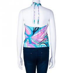 Pre Owned Emilio Pucci Mutlicolor Halterneck Top S