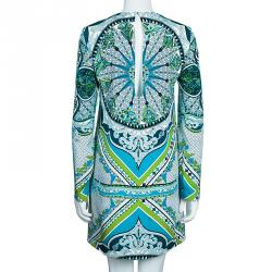 Pre Owned Emilio Pucci Multicolor Printed Long Sleeve Shift Dress S