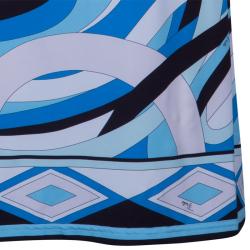 Pre Owned فستان أيميليو بوتشي حرير جيرسيه أزرق مطبوع S