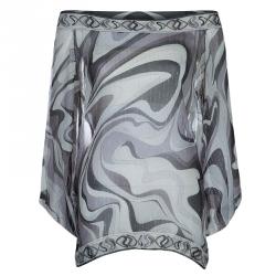 Emilio Pucci Grey Chiffon Print Top M