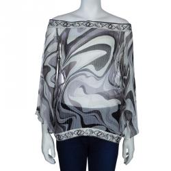Emilio Pucci Grey Chiffon Print Top M