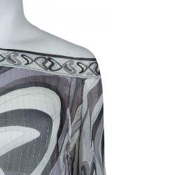 Emilio Pucci Grey Chiffon Print Top M
