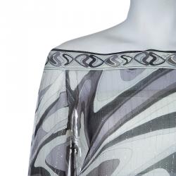 Emilio Pucci Grey Chiffon Print Top M