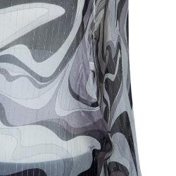 Emilio Pucci Grey Chiffon Print Top M