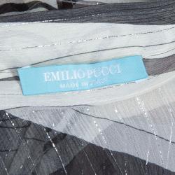 Emilio Pucci Grey Chiffon Print Top M