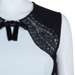 Pre Owned فستان أيميليو بوتشي دانتيل أسود وأبيض M