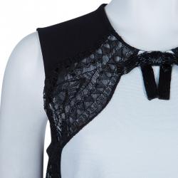 Pre Owned فستان أيميليو بوتشي دانتيل أسود وأبيض M