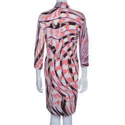 Pre Owned فستان ايميليو بوتشي بأكمام طويلة طباعة متعددة الألوان S