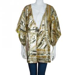 Emilio Pucci Gold Sequins Long Jacket S