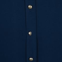 Pre Owned قميص أيميليو بوتشي حرير أزرق بأزرار أمامية وأكمام طويلة S