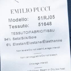 Pre Owned قميص أيميليو بوتشي حرير أزرق بأزرار أمامية وأكمام طويلة S