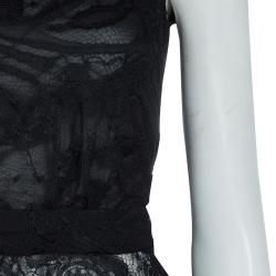 Pre Owned توب أميليو بوتشي بيبلوم دانتيل أسود بلا أكمام S