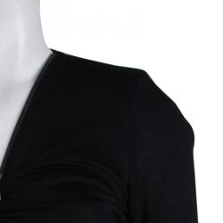 Pre Owned Emilio Pucci Black Knit Ruched Zip Front Dress M