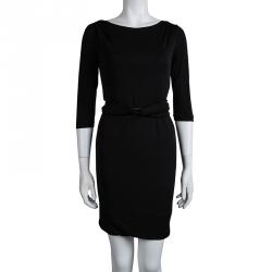 Pre Owned Emilio Pucci Black Jersey Belted Dress S