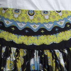 Emilio Pucci Multicolor Printed Silk Gathered Maxi Skirt S