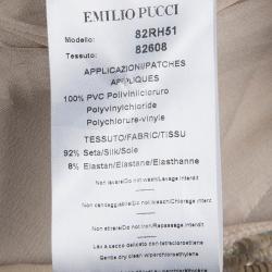 Pre Owned فستان أيميليو بوتشي ترتر ذهبي مزخرف بلا أكمام S