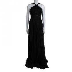 Pre Owned فستان سهرة إيميليو بوتشي بحمالة عنق حرير بليسي ودانتيل S