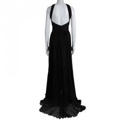 Pre Owned فستان سهرة إيميليو بوتشي بحمالة  عنق حرير بليسي ودانتيل S