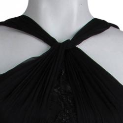 Pre Owned فستان سهرة إيميليو بوتشي بحمالة عنق حرير بليسي ودانتيل S