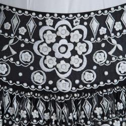 Pre Owned Emilio Pucci Black Embroidered Silk Gathered Maxi Skirt S