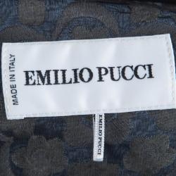 Pre Owned Emilio Pucci Black Embroidered Silk Gathered Maxi Skirt S