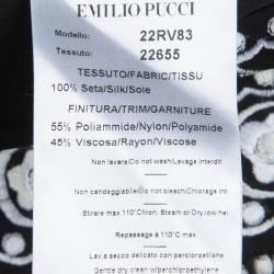 Pre Owned Emilio Pucci Black Embroidered Silk Gathered Maxi Skirt S