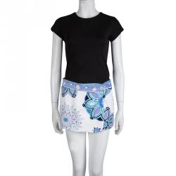 Pre Owned Emilio Pucci Multicolor Printed Velvet Wraparound Mini Skirt M