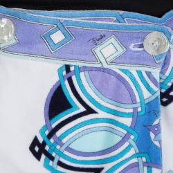 Pre Owned Emilio Pucci Multicolor Printed Velvet Wraparound Mini Skirt M